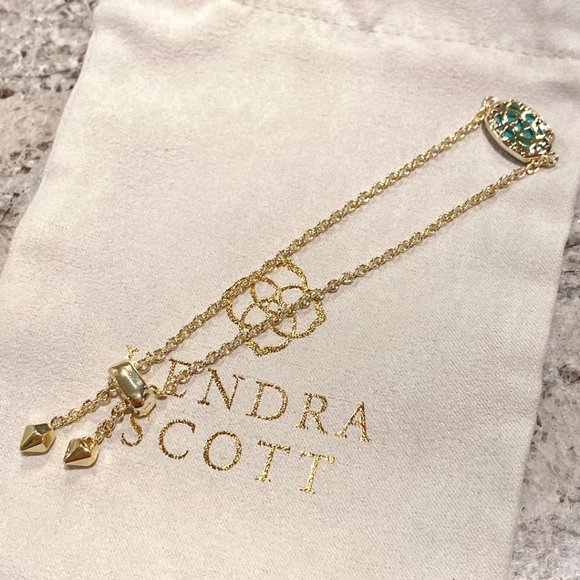 New Kendra Scott Elaina Gold Turquoise Bracelet - Picture 2 of 4